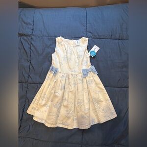 Carter’s Toddler Girl Dress 3T Blue Toile Print Bow Detail NWT
